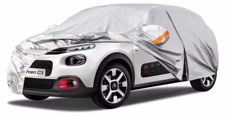 Copertura per auto impermeabile e traspirante, compatibile con Citroen C3 (2002-2025), colore argento
