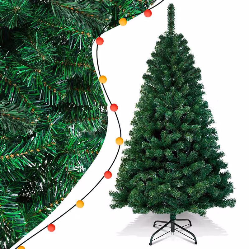 Clanmacy Albero di Natale artificiale 180 cm Albero di Natale artificiale con supporto per albero Decorazione natalizia Verde PVC