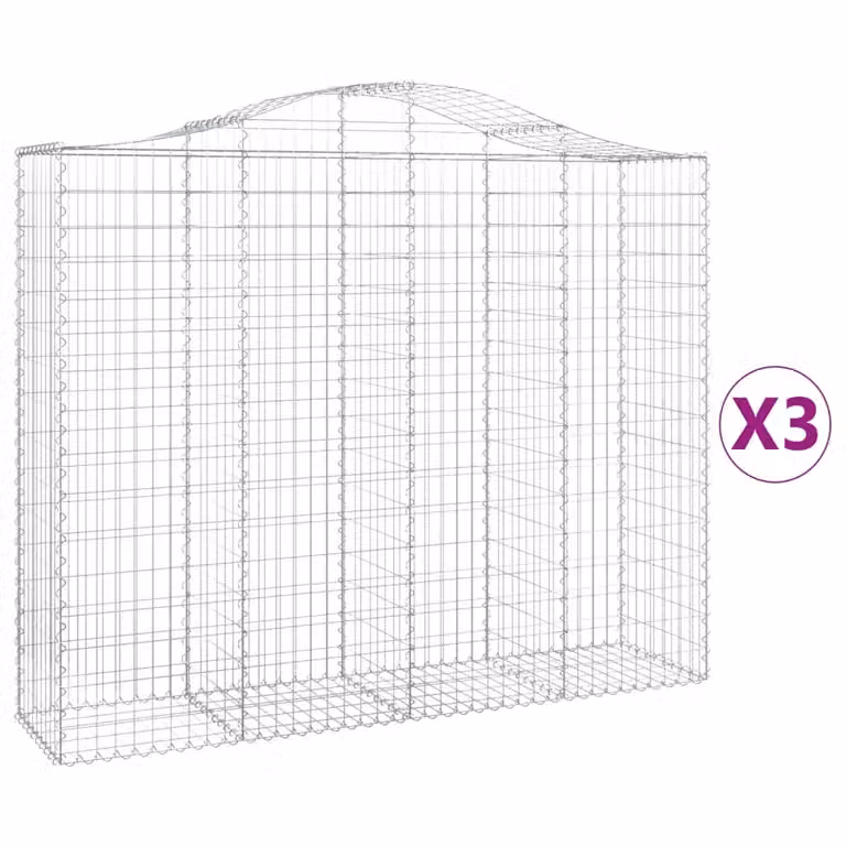 Cesti Gabbioni ad Arco 3 pz 200x50x160/180 cm Ferro Zincato