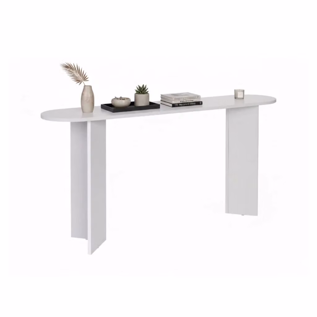 Consolle Cercino DMORA con un ripiano, Bianco, L 150 x P 35 x H 75 cm – 2