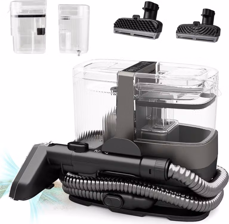COSTWAY 1800W aspirapolvere a umido per tappeti, pulitore per tappezzeria portatile con vapore, 2 testine, pulizia ad acqua fredda e calda