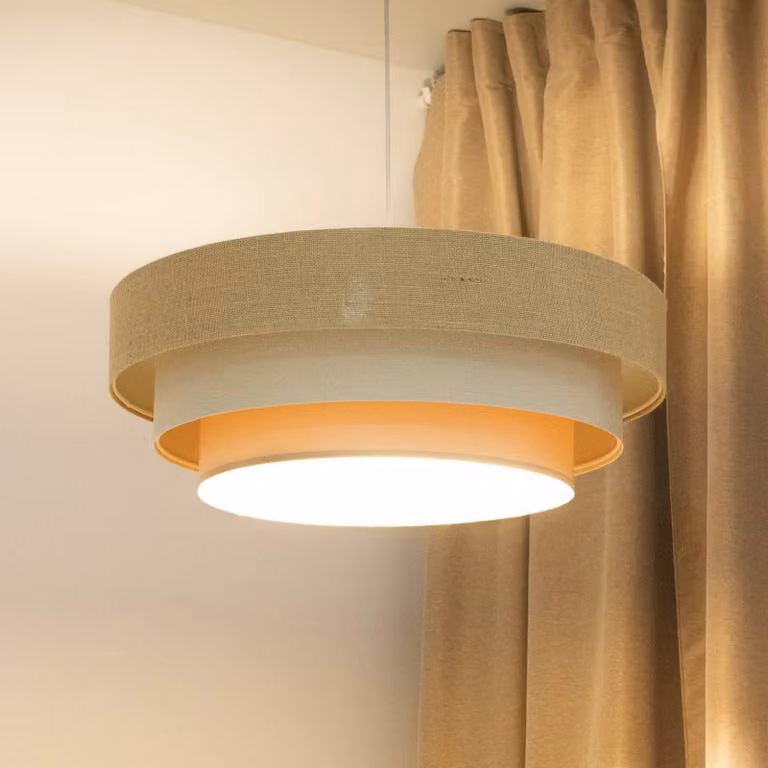 Lampada a sospensione Boho Maco Design, dimmerabile, Crema / Ambra, Soggiorno / Sala da pranzo, Tessuto / Stoffa / Seta, Lampada a sospensione