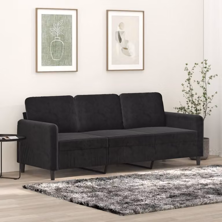 Maison Exclusive - Divano a 3 posti nero 180 cm velluto