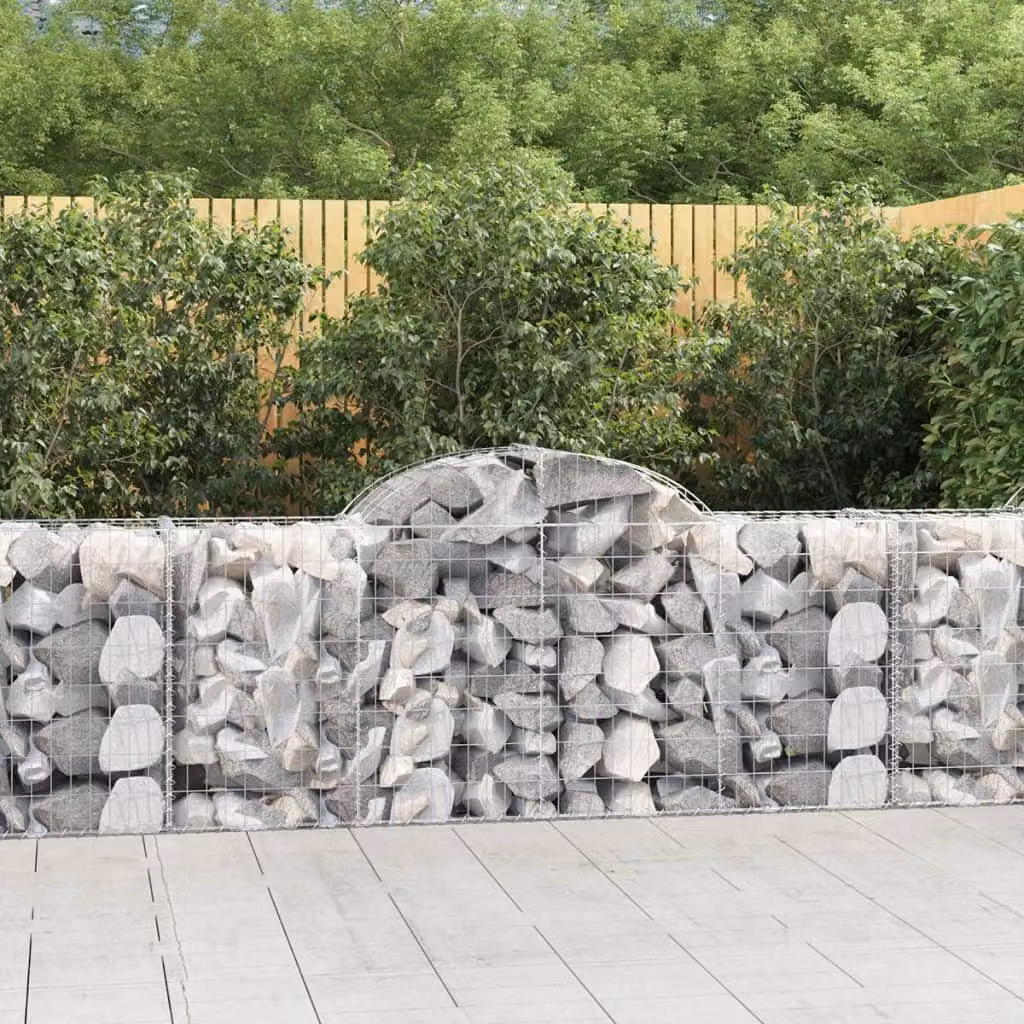Set di 12 cesti gabbioni ad arco vidaXL in ferro zincato grigio, L: 200 cm, P: 50 cm, H: 80/100 cm