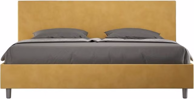 Letto matrimoniale king size senza rete imbottito 200x200 microfibra ocra Adele