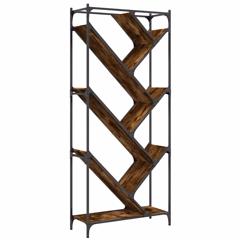 Libreria Design Mania in Rovere Fumo con Struttura in Metallo, L 79 cm x P 30 cm x H 180 cm – 2