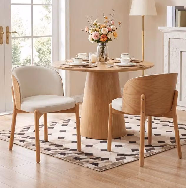 Set di 2 sedie da pranzo 57 x 49 x 74 cm in legno naturale e lino