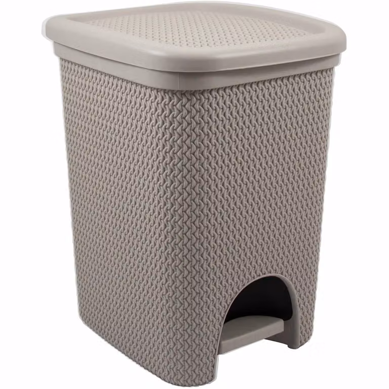 Pattumiera con pedale Belli e Forti Intreccio colore Tortora, capacità 18 litri, H 38,2 cm x L 26,6 cm x P 31,8 cm
