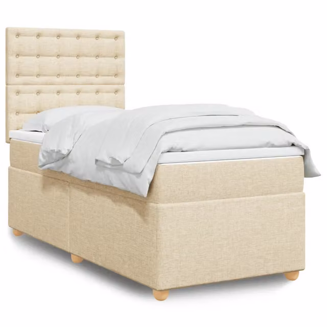 Letto Ibrido con Materasso vidaXL in Tessuto Beige e Bianco L/P/H: 200 x 90 x 150,5 cm