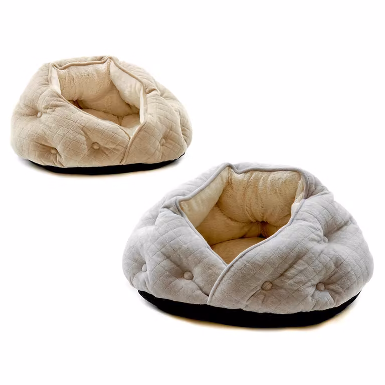 Cuccia rotonda per animali Pet Sitter in tessuto beige con bordo rialzato, Diametro: 43 cm