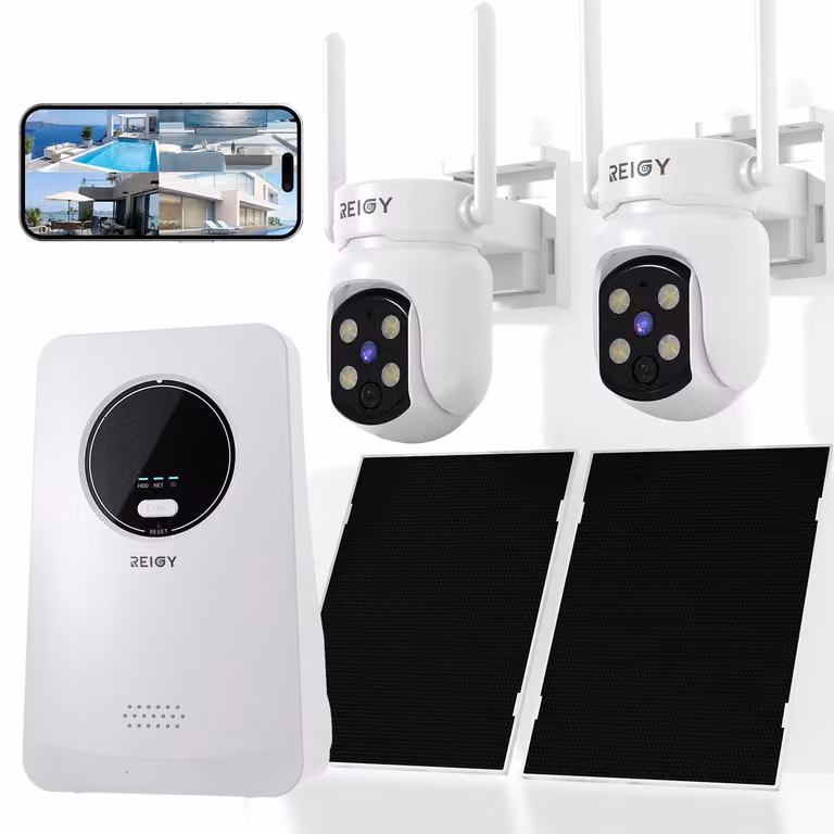 Telecamera di sicurezza - Wi-Fi per uso esterno - 4MP - Pannello solare - Visione notturna - PTZ (panoramica, inclinazione e zoom) - Resistente all'acqua