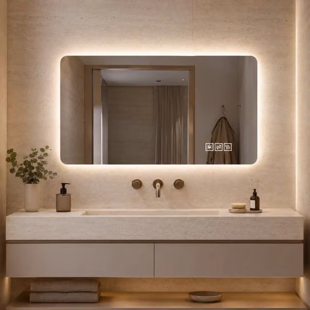 Specchio bagno led 60x100 specchio retroilluminato antiappannamento; luce dimmerabile 3 colori; vetro infrangibile; argento