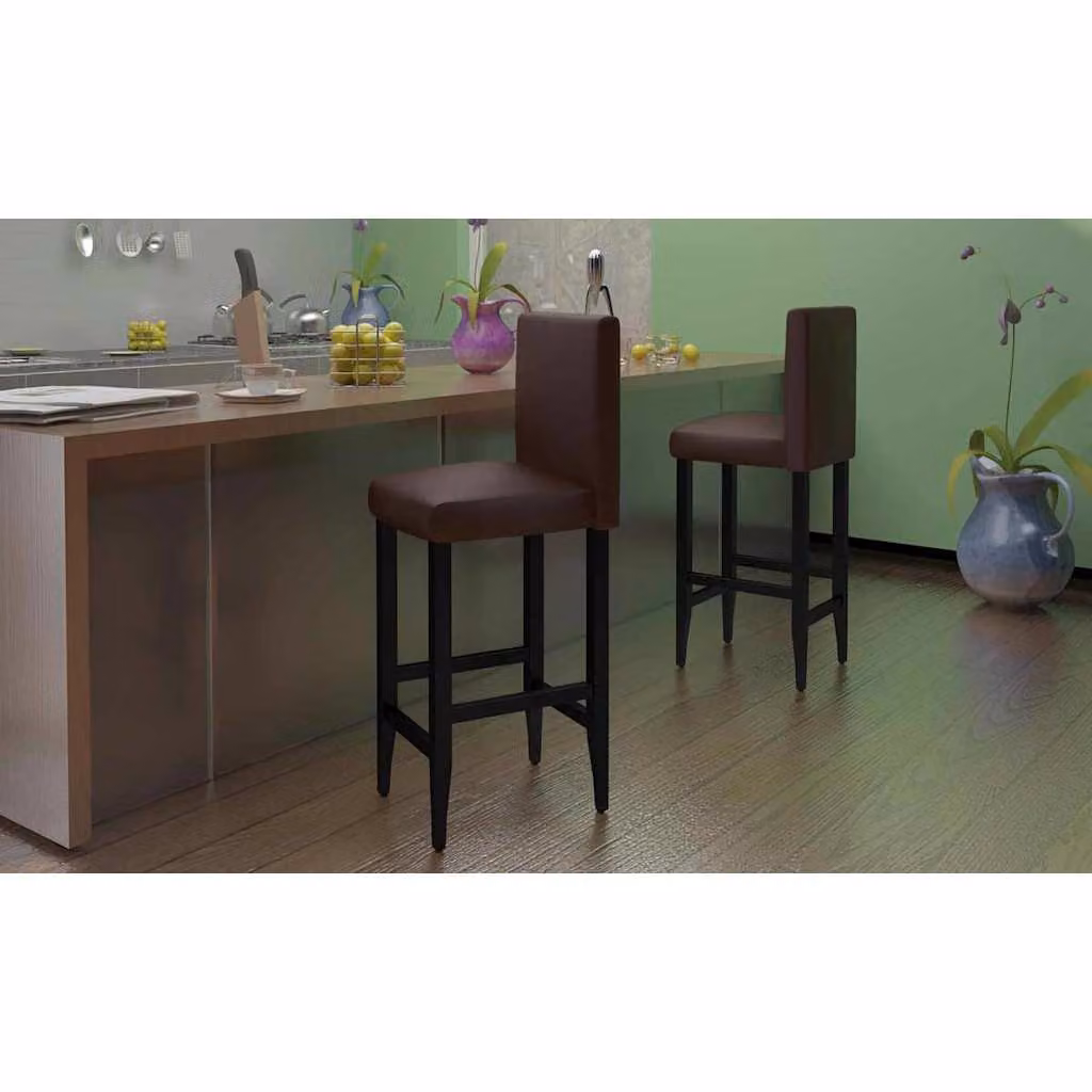 Set di 6 sgabelli da bar vidaXL in similpelle marrone scuro e legno