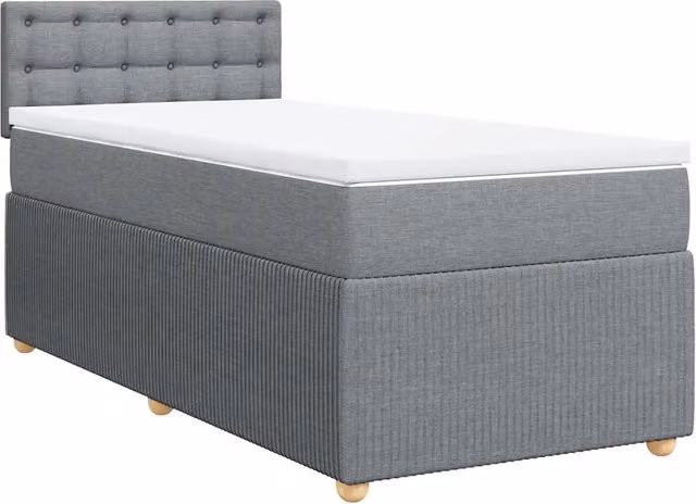 Letto singolo | Letto per adulti | Giroletto a Molle con Materasso Grigio Chiaro 80x200 cm Tessuto