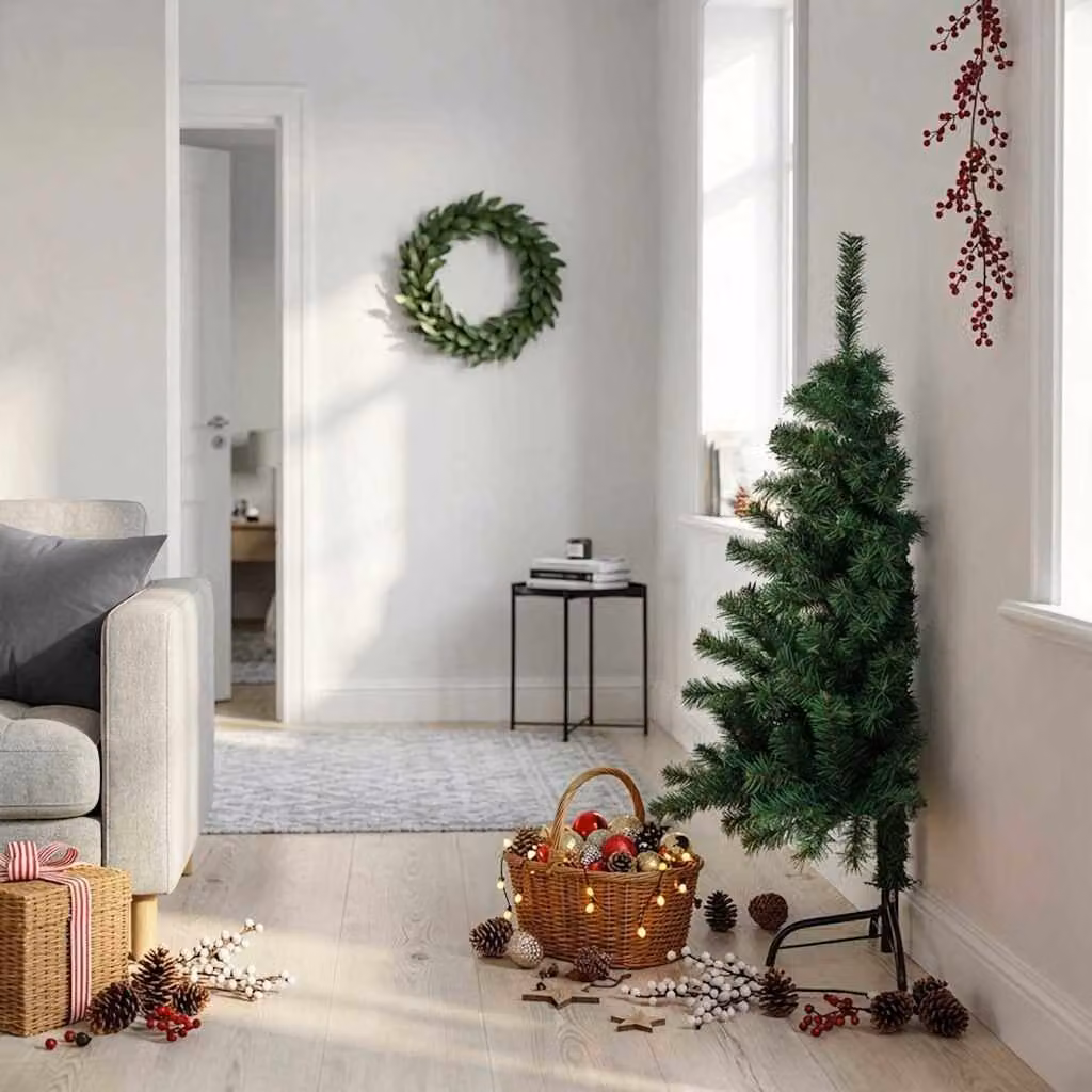 Albero di Natale Artificiale Metà vidaXL Verde 120 cm – 1