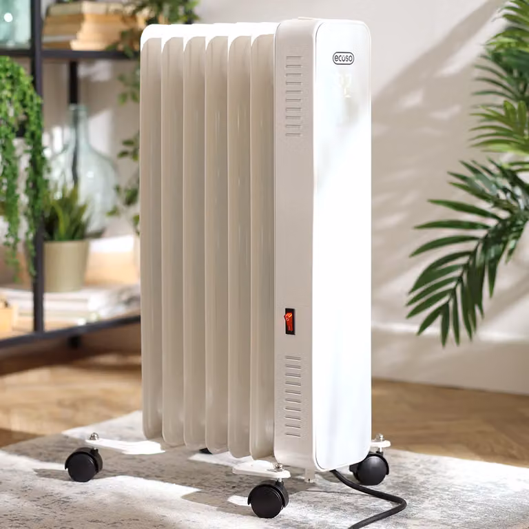 Radiatore Elettrico ad Olio Portatile Intelligente - Bianco - 1500W - Kylo - ECOSO by Hudson Reed