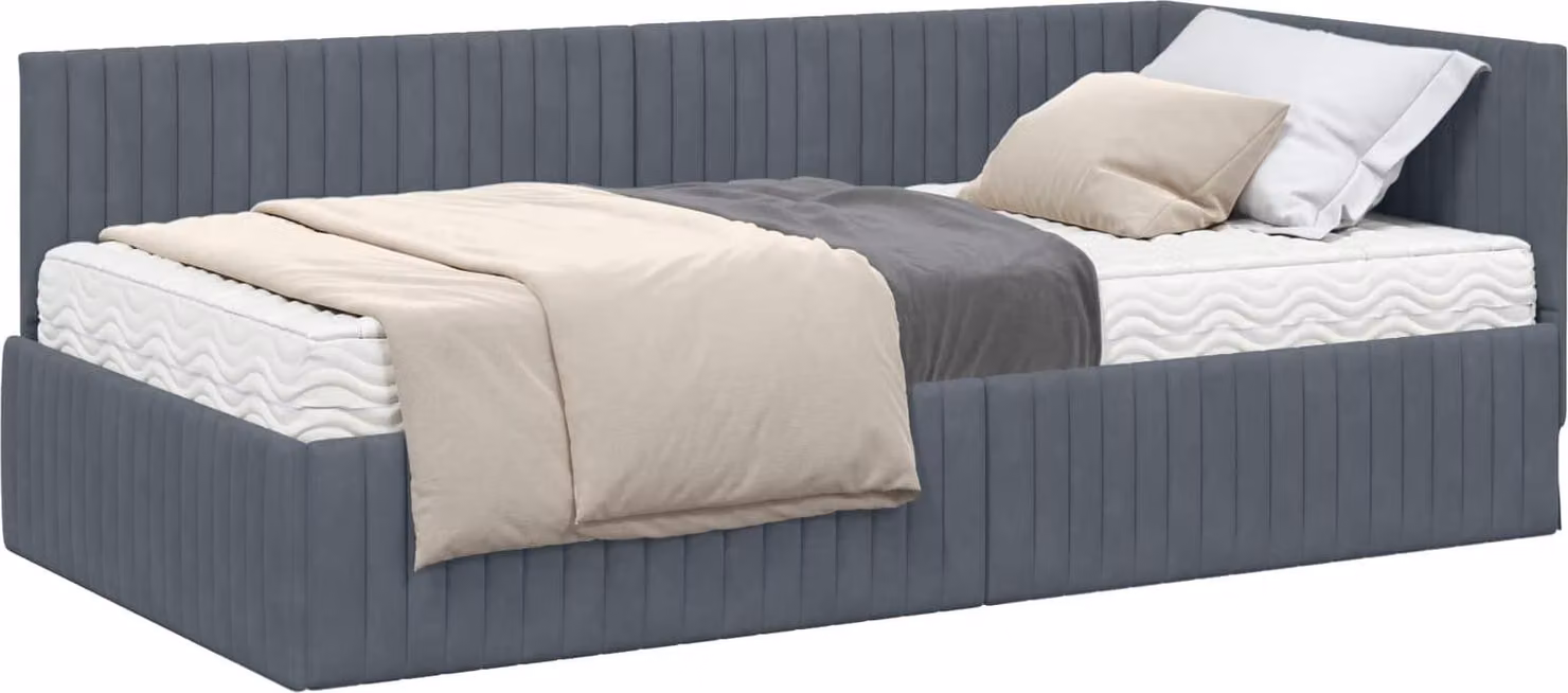 Struttura Letto Angolare con Materasso 2 pcs Grigio Velluto
