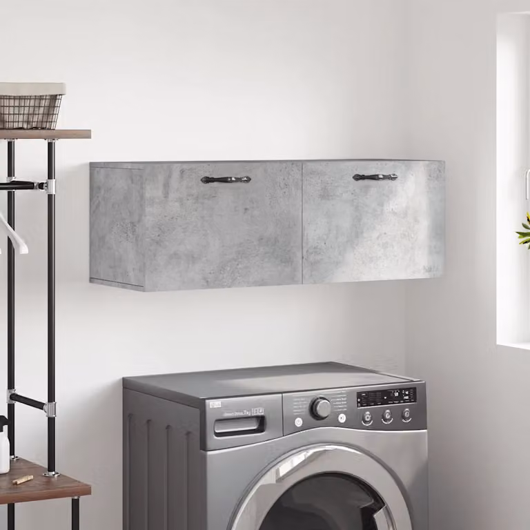 Mobile a parete vidaXL in legno multistrato e MDF, colore grigio cemento, L 100 x P 36,5 x H 35 cm