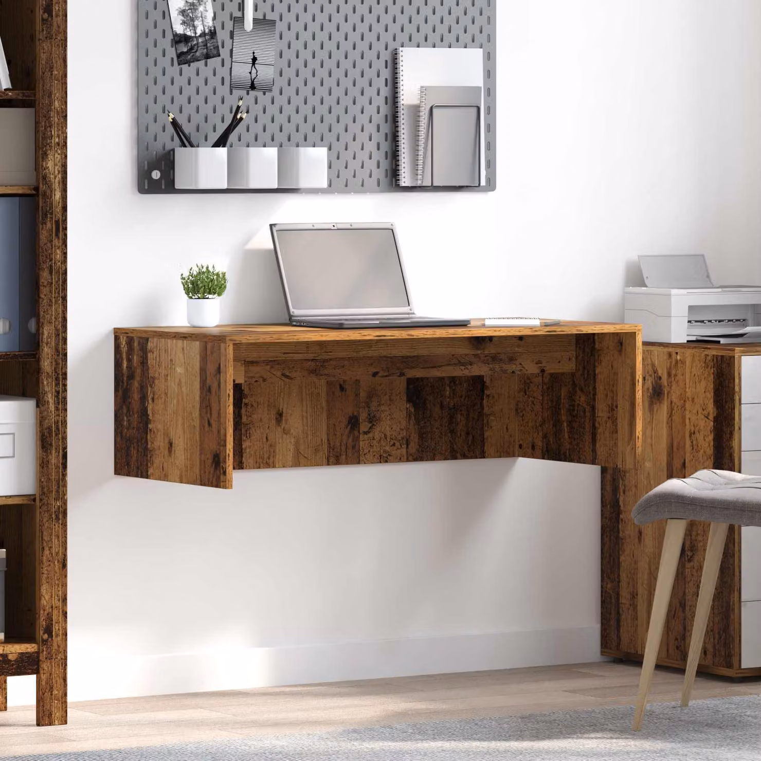 Scrivania a parete sospesa vidaXL in legno ingegnerizzato marrone, L: 100 cm, P: 60 cm, H: 30 cm