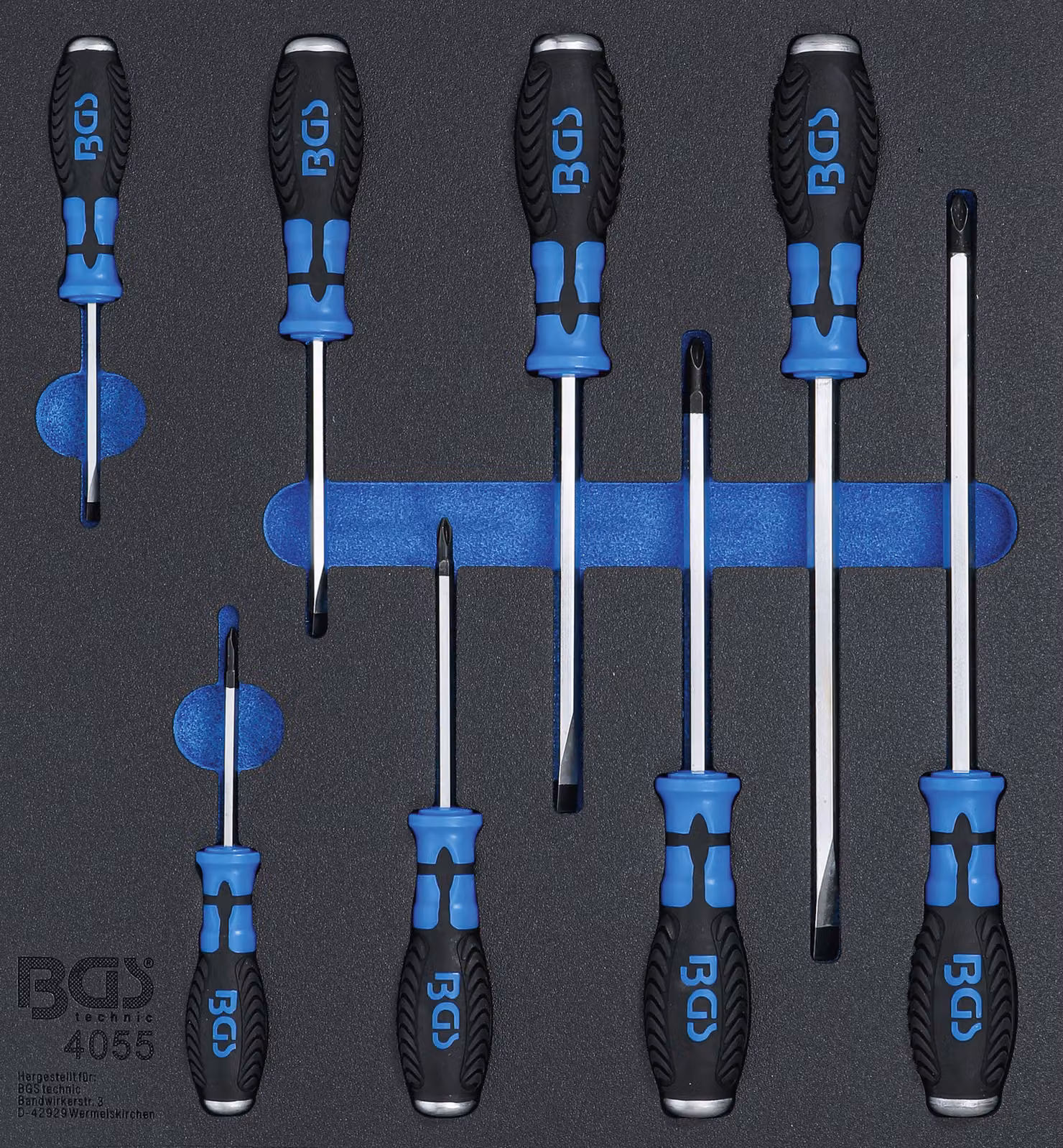 BGS carrello da officina inserto 2/3: cacciavite a croce e a intaglio 8 pezzi - 4055