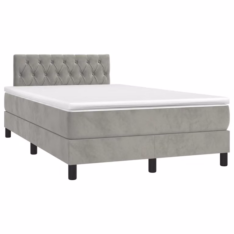 Maison Exclusive - Letto a Molle con Materasso e LED Grigio Chiaro 120x190 cm Velluto