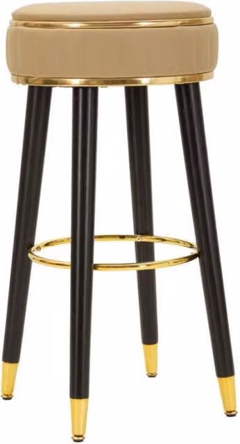 Sgabello Bar London Mauro Ferretti Marrone con seduta in ecopelle e struttura in metallo, Diametro: 38 cm, Altezza: 74 cm