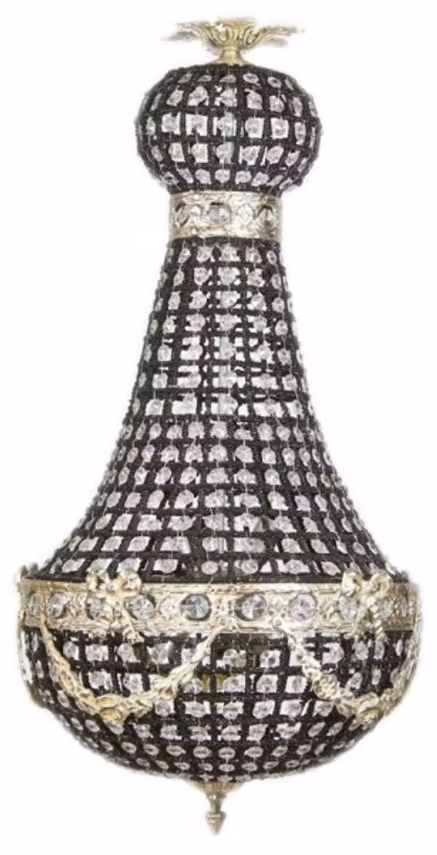 Casa Padrino lampada a sospensione da soffitto barocca 35 x H 70 cm - vetro / nero / argento
