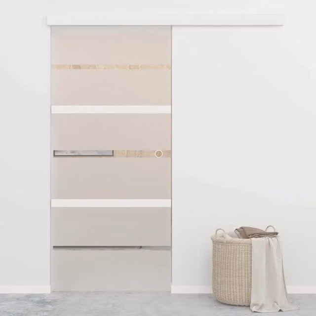 Porta Scorrevole VIDAXL in Vetro Trasparente e Alluminio Argento L 90 cm x H 205 cm