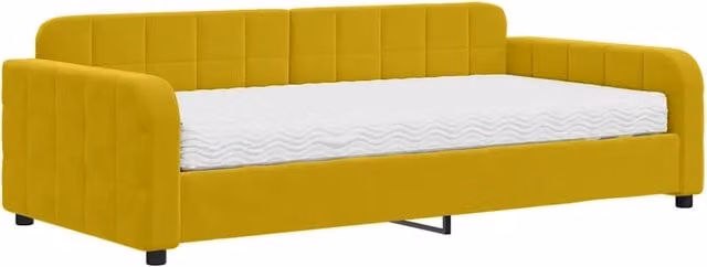 Divano letto | Sof¨¤ letto | Letto singolo con Materasso Giallo 100x200 cm in Velluto