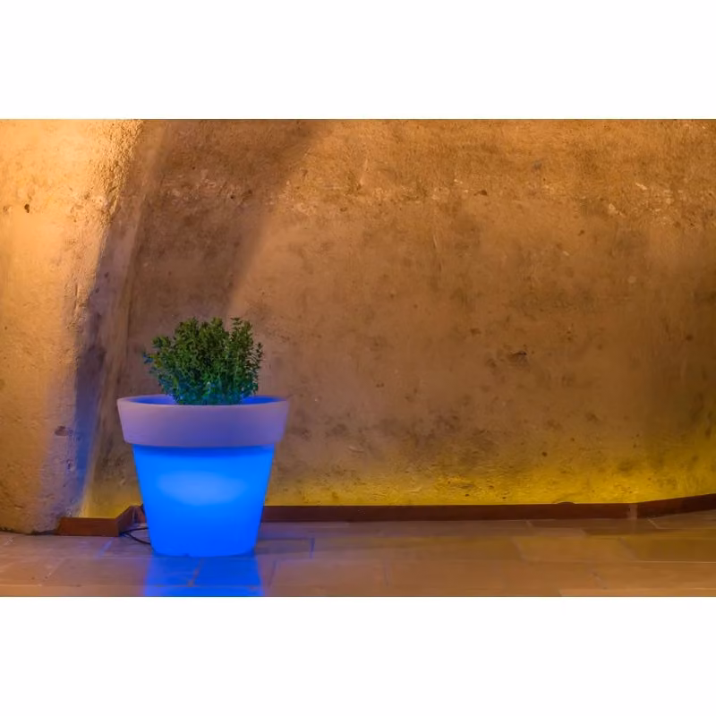 Vaso luminoso moderno Monacis in polimero con LED multicolor e batteria per interno ed esterno, Ø50 cm, H44 cm – 2