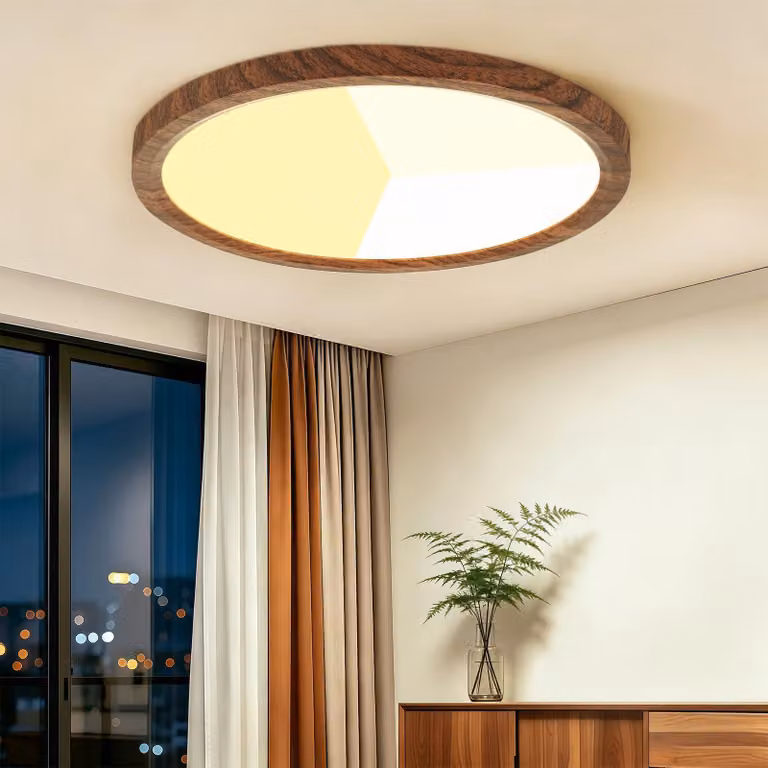 Lampada a soffitto a LED, 24W, diametro 30cm, colore noce, 3 temperature di colore