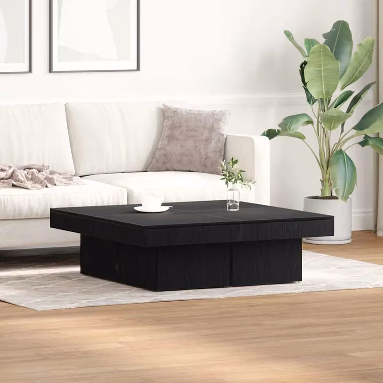 vidaXL Tavolino da salotto moderno in legno MDF colore nero L 90 cm x P 90 cm x H 28 cm
