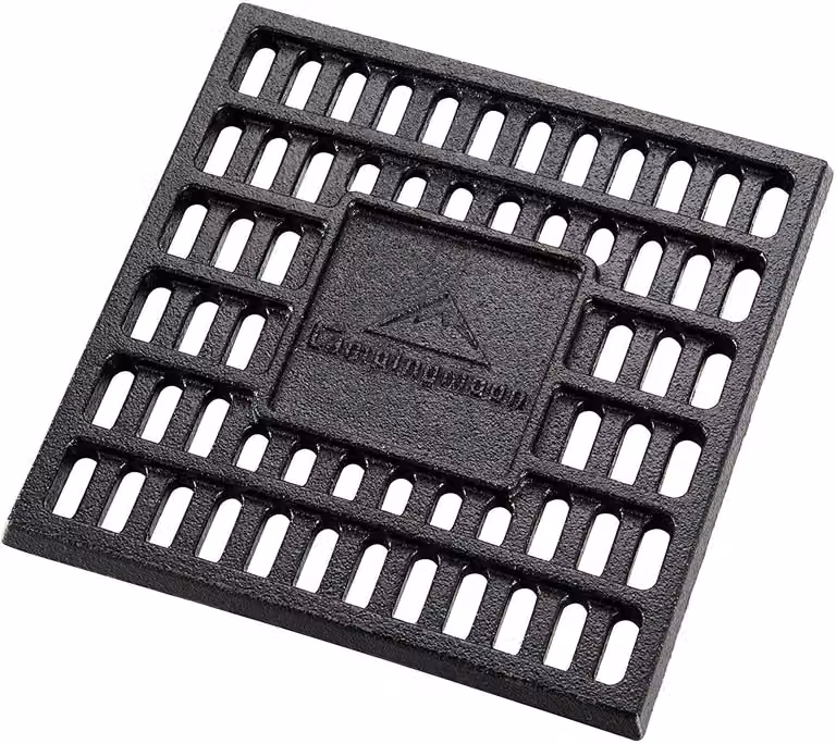 Griglia in ghisa per carbone, adatta a barbecue e bracieri, dimensioni 17,5x17,5 cm