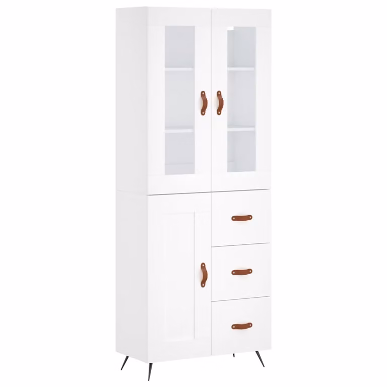 Credenza Bianca 69,5x34x180 cm in Legno Multistrato