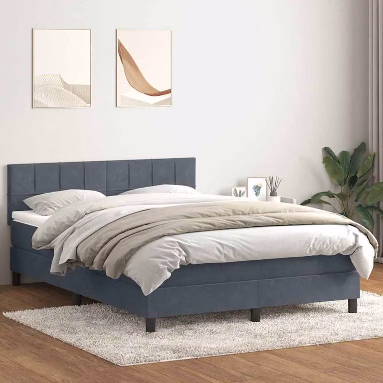 Maison Exclusive - Letto box spring con materasso grigio scuro 160x210 cm velluto