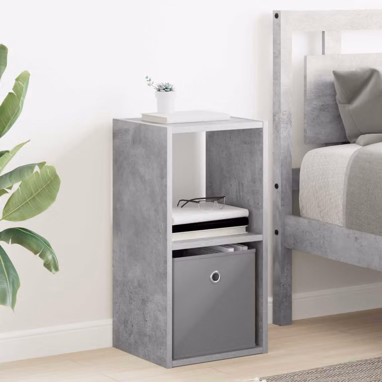 Comodino moderno vidaXL in MDF grigio cemento L: 30,5 cm, P: 27 cm, H: 59,5 cm