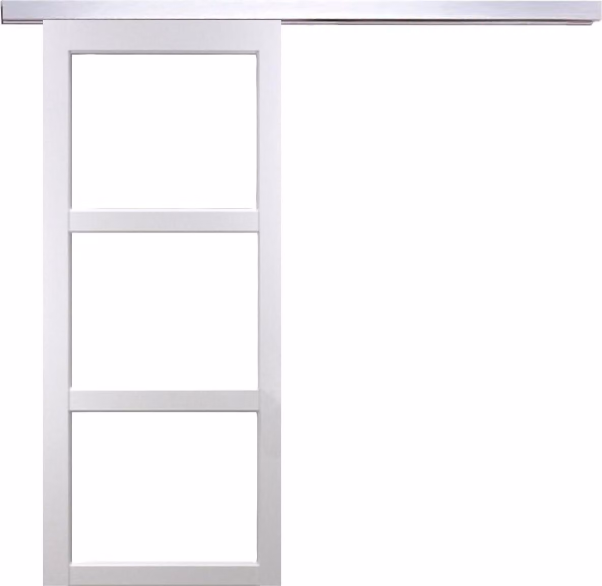Porta scorrevole Kenya bianca con vetro trasparente H204 x L83 cm, binario in alluminio Gd Menuserie