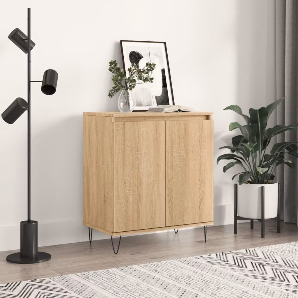 Credenza moderna vidaXL in legno multistrato color rovere sonoma, L: 60 cm, P: 35 cm, H: 70 cm