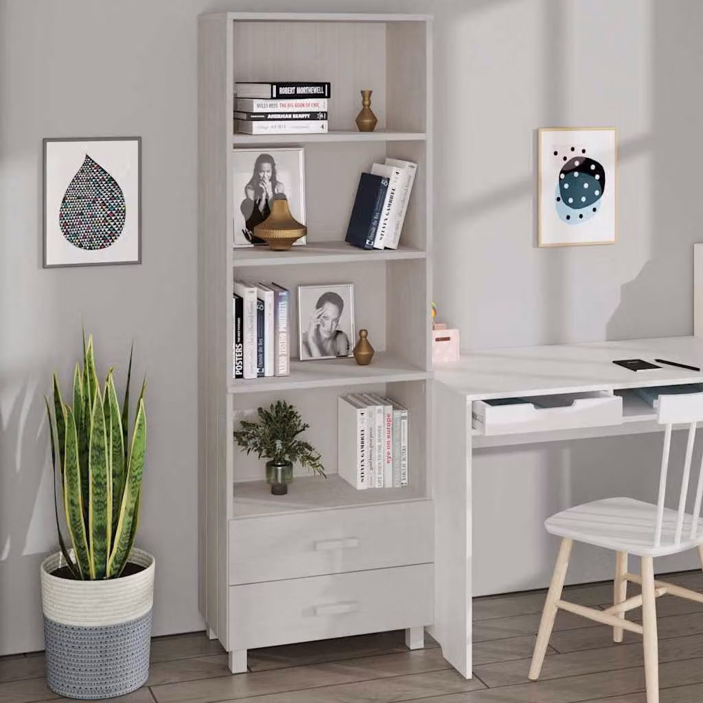 Credenza HAMAR vidaXL Bianca in Legno di Pino e MDF L: 60 cm, P: 35 cm, H: 180 cm – 1
