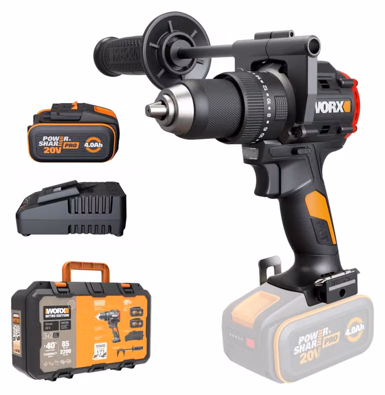 WORX WX356.1, Trapano avvitatore, Motore brushless, Nero, Arancione, 1,3 cm, 5 cm, 1,3 cm