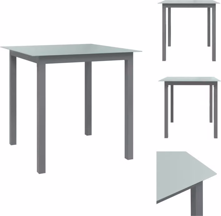 vidaXL Tavolo da giardino grigio chiaro 80x80x74 cm in alluminio e vetro - Tavoli da giardino