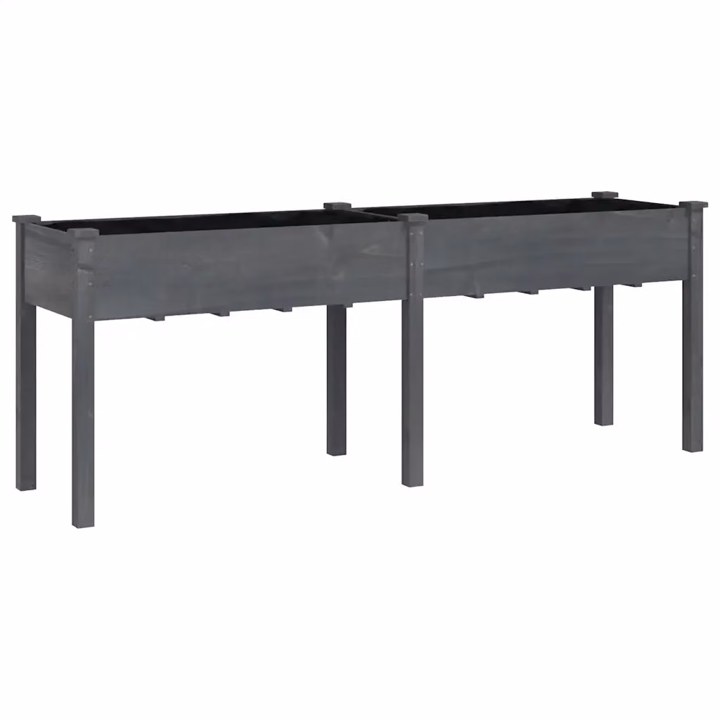 Fioriera vidaXL in legno massello di abete con fodera grigia L: 203 cm, P: 53 cm, H: 76 cm – 2