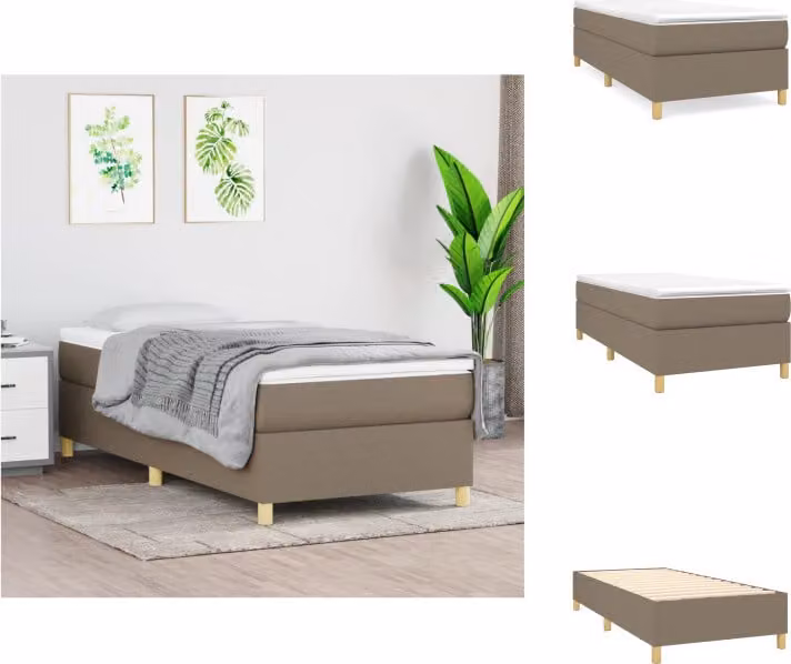 vidaXL Boxspring letto taupe 90x190 cm tessuto - Letti e strutture letto