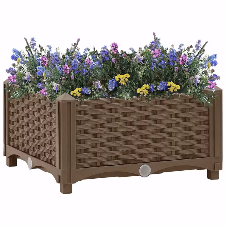 Fioriera Rialzata vidaXL in Plastica Marrone L/P/H: 40 x 40 x 23 cm