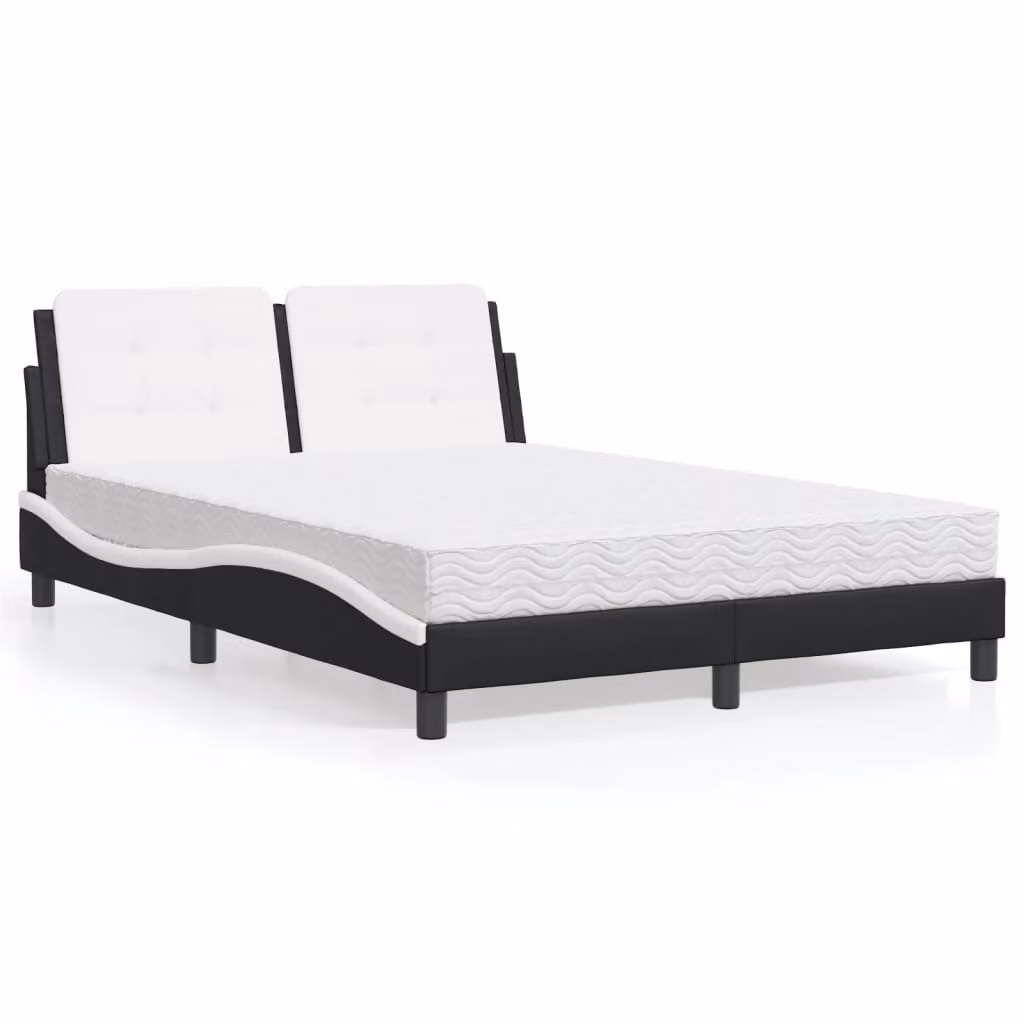 Letto con Materasso Zadar vidaXL in Similpelle Nero e Bianco L/P/H: 140 x 200 cm