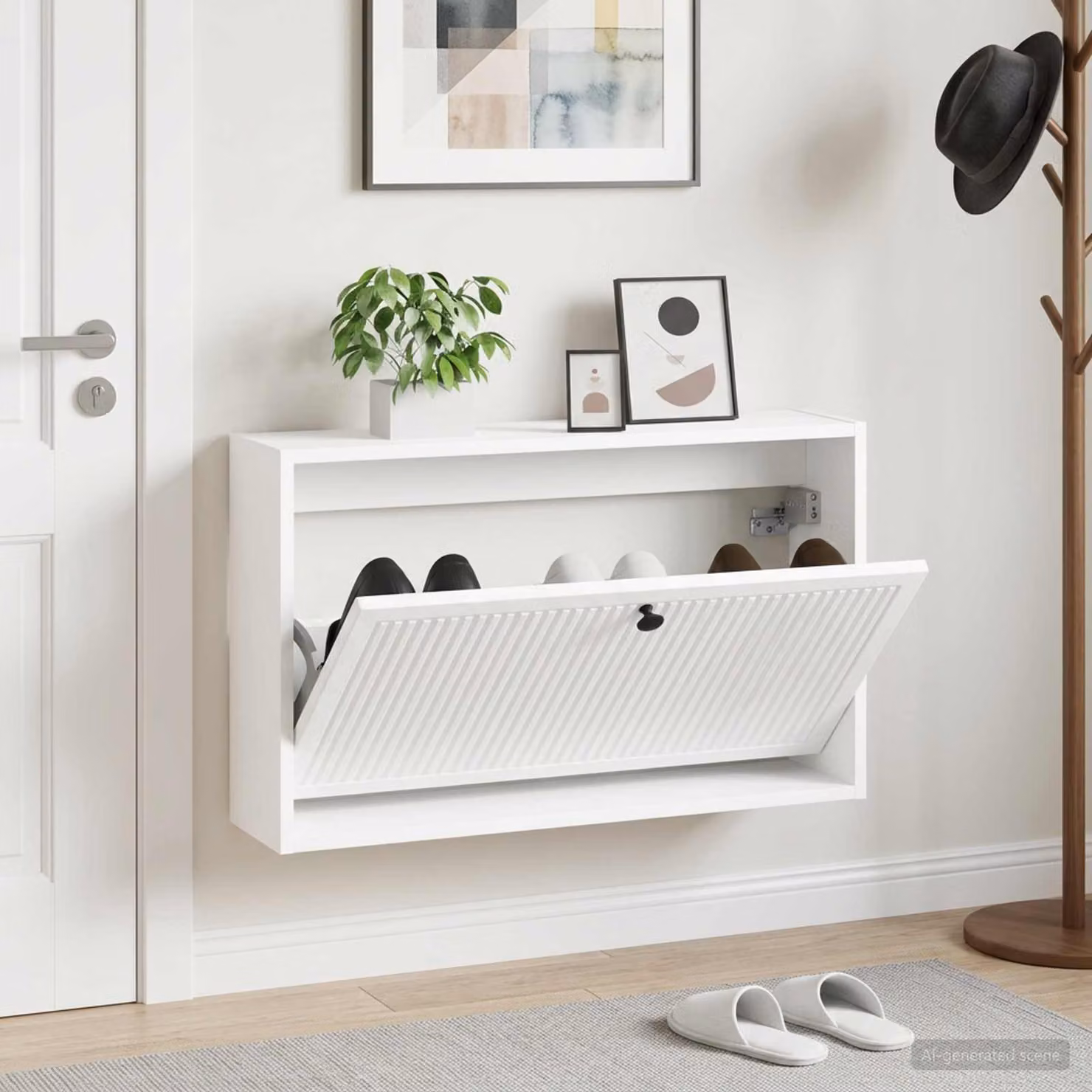 Mobiletto per scarpe da muro moderno vidaXL Bianco L: 71 cm, P: 17 cm, H: 43 cm