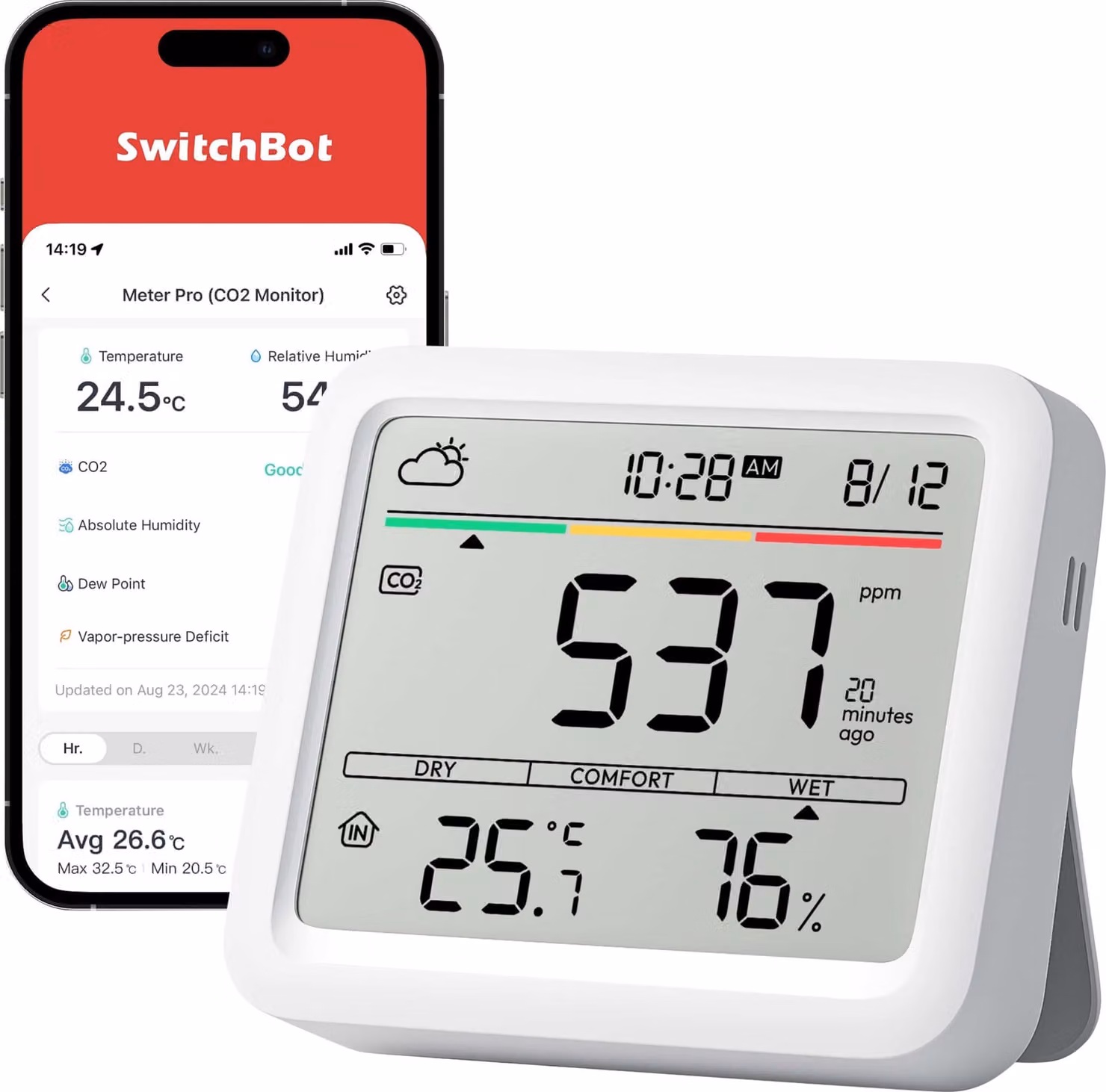 SwitchBot W4900010 SwitchBot Meter Pro CO2 - Messgerät   Smarte Wetterstation