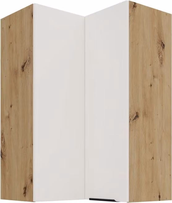 Mobile angolare alto LUNARA 2 - 60x60 cm, bianco / rovere artigianale