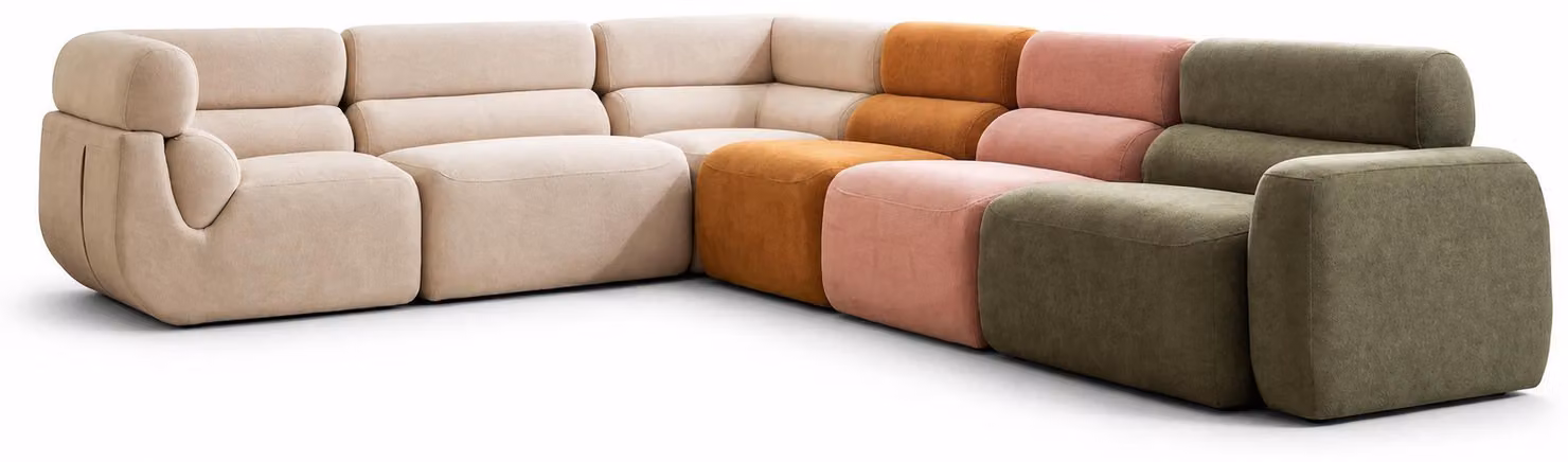 Buntes Ecksofa L-Form Wohnzimmer Bequem Weich Modern Hochwertig Leuchtend