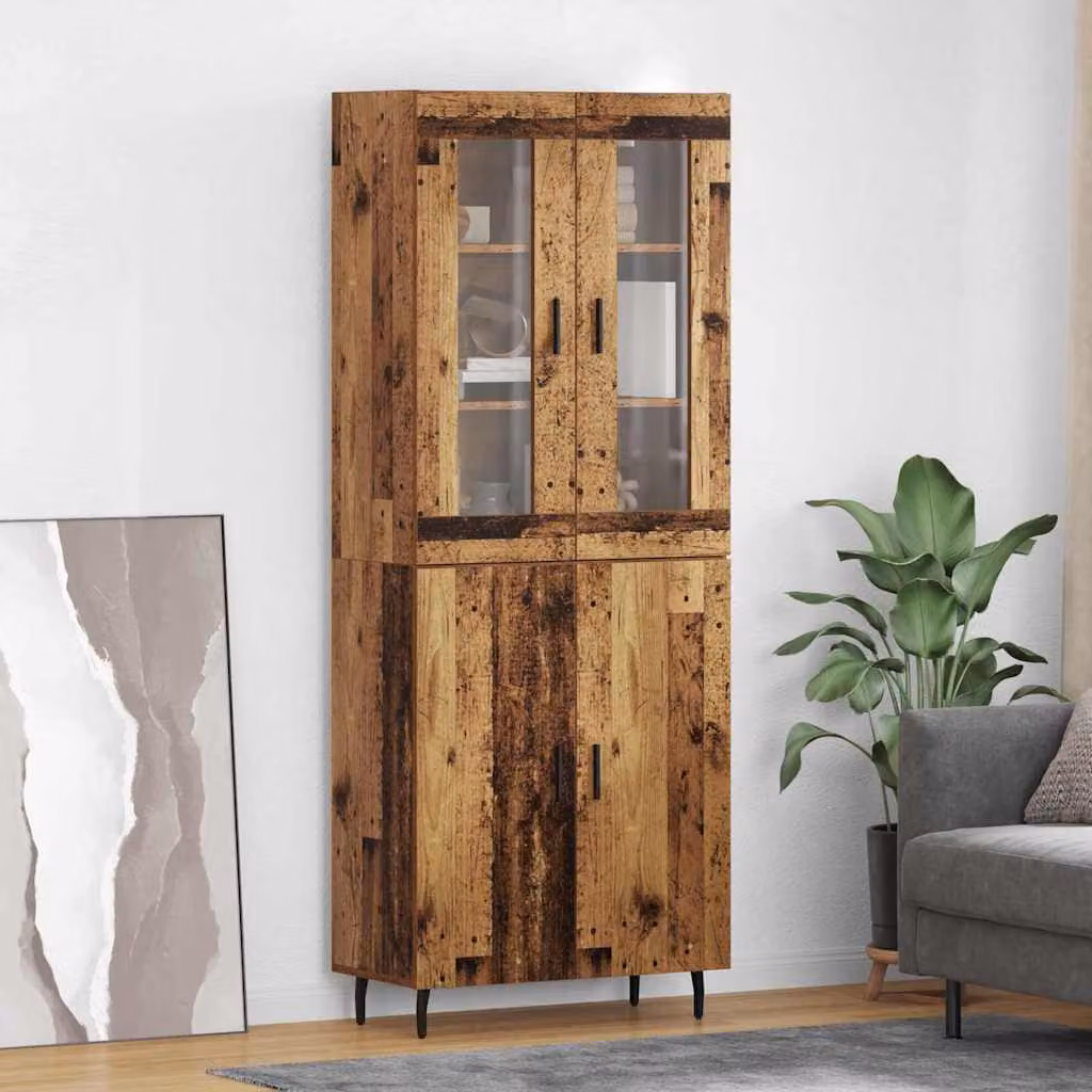 Set di 2 credenze vidaXL in legno vecchio marrone per soggiorno e sala da pranzo L: 69,5 cm, P: 34 cm, H: 180 cm